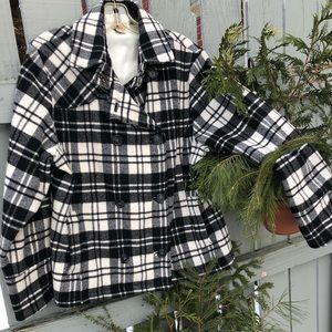 Woolrich Plaid Wool Cabincore Black White Winter Jacket